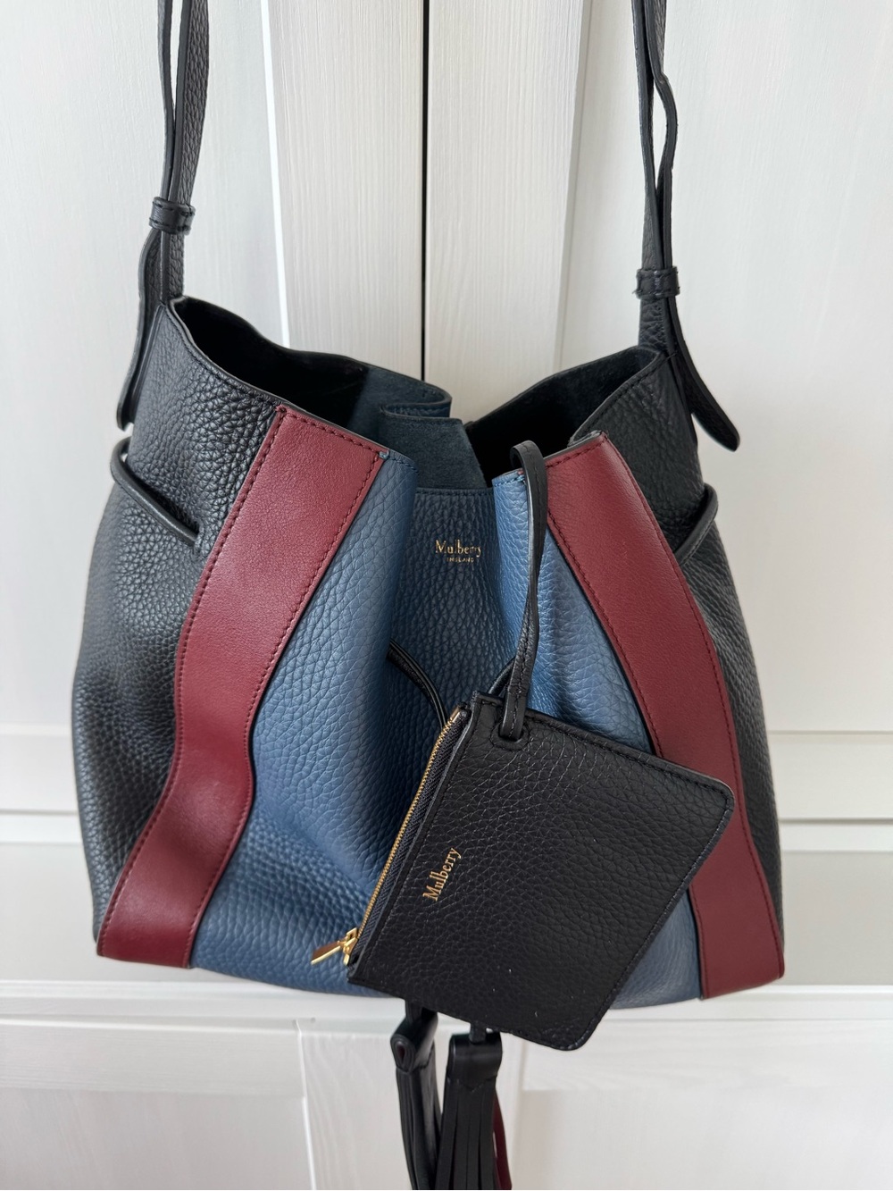 Mulberry Millie Leather Drawstring Tote Bag-Tricolor - Picture 4 of 14